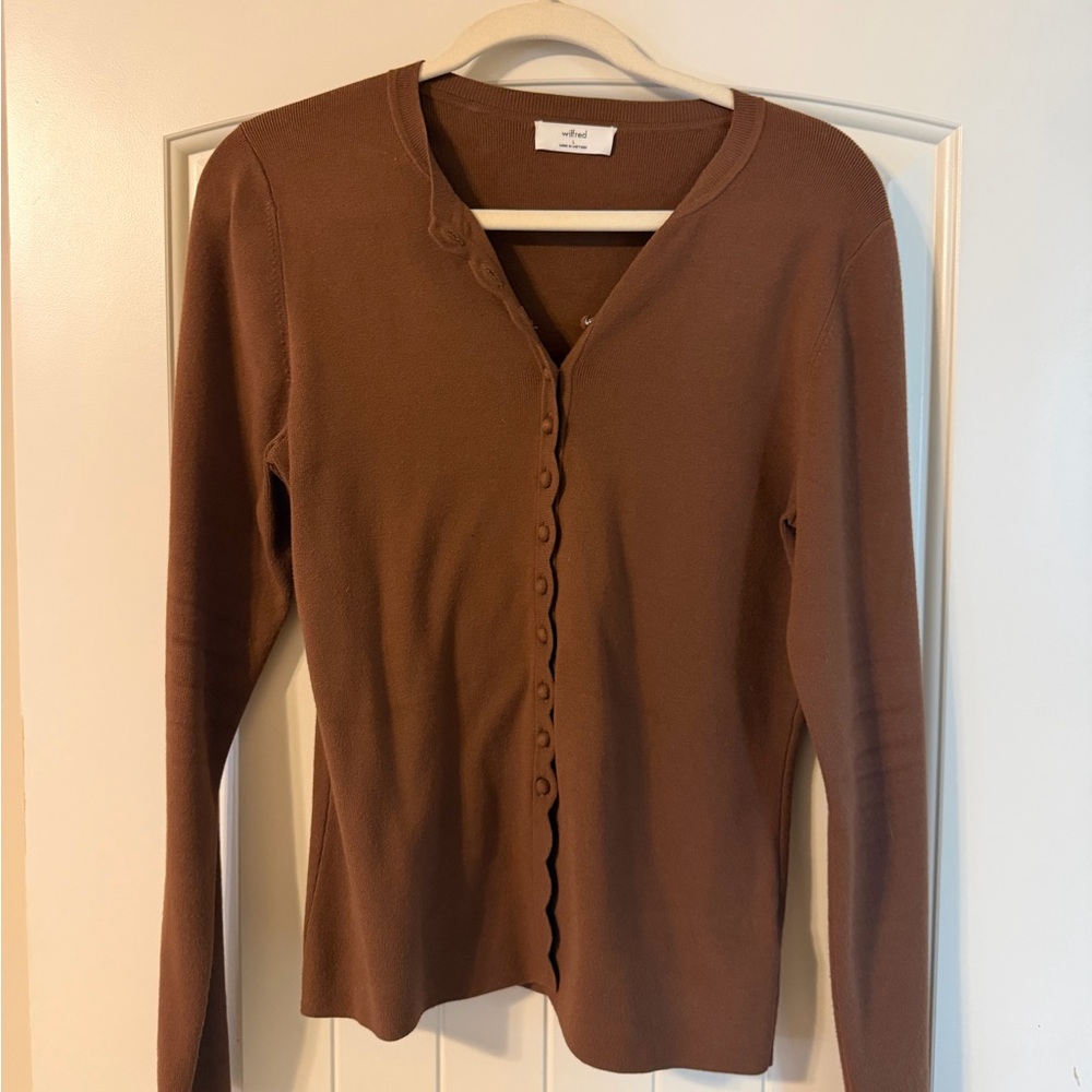 Aritzia Shelly Brown Button-Up Cardigan